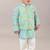 Aqua green kurta with flower embroidery jacket with bottom  set
