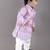 Lavender kurta with flower embroidery jacket with bottom  set