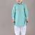 Aqua green kurta with flower embroidery jacket with bottom  set