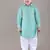 Aqua green kurta with flower embroidery jacket with bottom  set