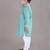 Aqua green kurta with flower embroidery jacket with bottom  set