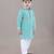 Aqua green kurta with flower embroidery jacket with bottom  set