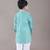 Aqua green kurta with flower embroidery jacket with bottom  set