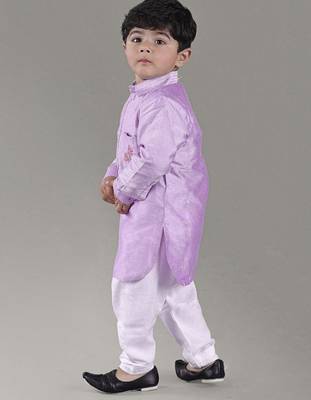 Lavender kurta with flower embroidery jacket with bottom  set 2