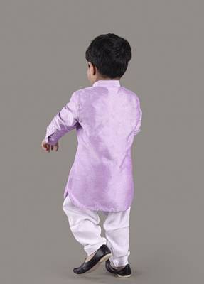 Lavender kurta with flower embroidery jacket with bottom  set 3