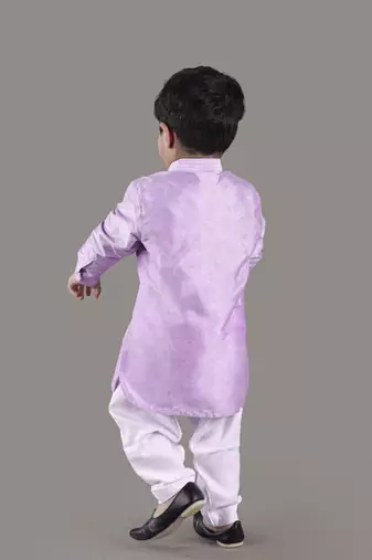 Lavender kurta with flower embroidery jacket with bottom  set