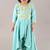 Aqua green anarkali with flower embroidery with bottom set