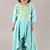 Aqua green anarkali with flower embroidery with bottom set
