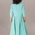Aqua green anarkali with flower embroidery with bottom set