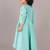 Aqua green anarkali with flower embroidery with bottom set