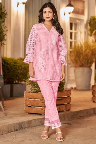 Iyana flamingo schiffli co-ord set