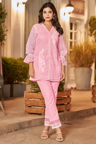 Iyana flamingo schiffli co-ord set