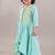 Aqua green anarkali with flower embroidery with bottom set