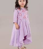 Lavender anarkali with flower embroidery with bottom set