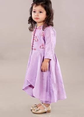 Lavender anarkali with flower embroidery with bottom set 2