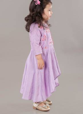 Lavender anarkali with flower embroidery with bottom set 3