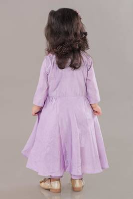 Lavender anarkali with flower embroidery with bottom set 4