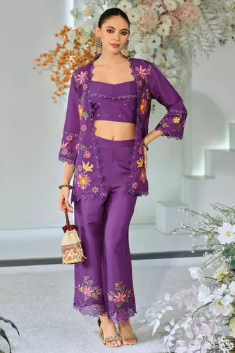 Aditri orchid full work fusion wear co-ord set