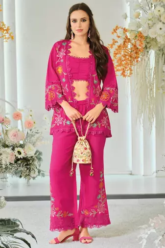 Aditri rose full work fusion wear co-ord set