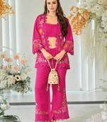 Aditri rose full work fusion wear co-ord set