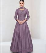 LAVENDOR SILK WITH  WORK ANARKALI SUIT