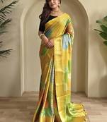Yellow Multi Party Wear Georgette Saree