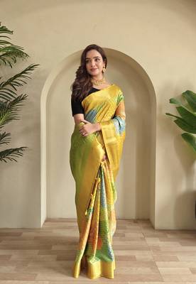 Yellow Multi Party Wear Georgette Saree 2