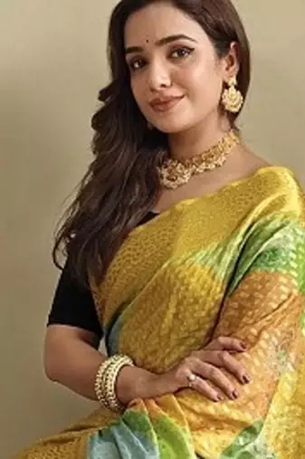 Yellow Multi Party Wear Georgette Saree