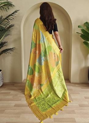 Yellow Multi Party Wear Georgette Saree 4
