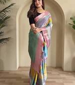 Pink Multi Party Wear Georgette Saree