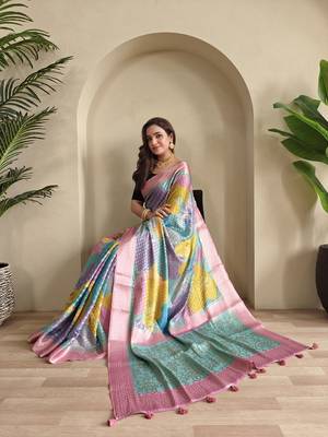 Pink Multi Party Wear Georgette Saree 3