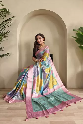 Pink Multi Party Wear Georgette Saree
