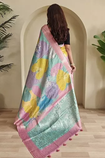 Pink Multi Party Wear Georgette Saree