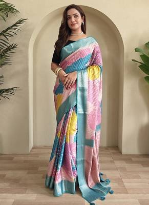 Blue Multi Party Wear Georgette Saree 1