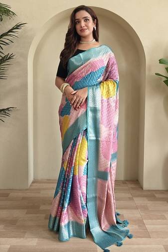 Blue Multi Party Wear Georgette Saree