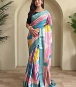 Blue Multi Party Wear Georgette Saree