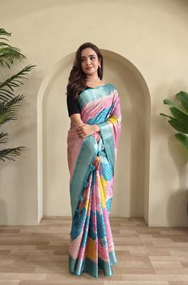 Blue Multi Party Wear Georgette Saree 2