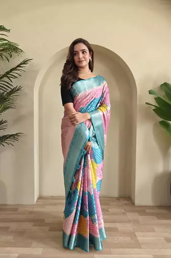 Blue Multi Party Wear Georgette Saree