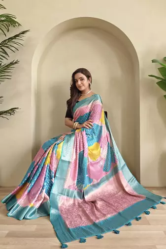 Blue Multi Party Wear Georgette Saree