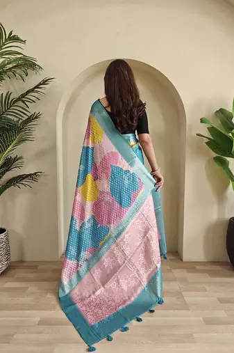 Blue Multi Party Wear Georgette Saree