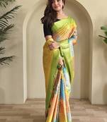 Lime Multi Party Wear Georgette Saree