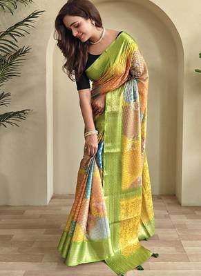 Lime Multi Party Wear Georgette Saree 2