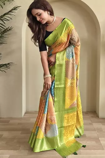 Lime Multi Party Wear Georgette Saree