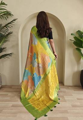 Lime Multi Party Wear Georgette Saree 4