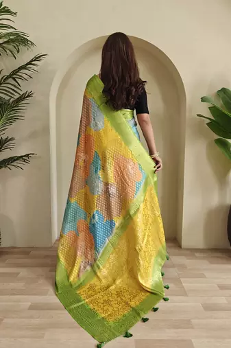 Lime Multi Party Wear Georgette Saree