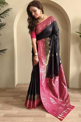 Black Dual Tone silk blend Saree