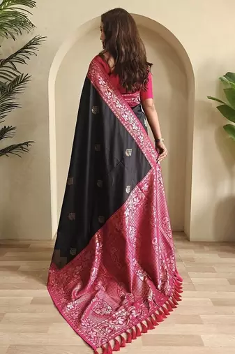 Black Dual Tone silk blend Saree