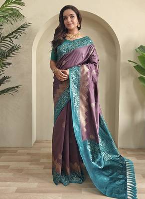 Purple Mauve Dual Tone silk blend Saree 1