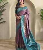 Purple Mauve Dual Tone silk blend Saree