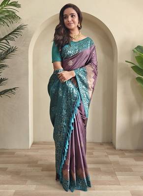 Purple Mauve Dual Tone silk blend Saree 2